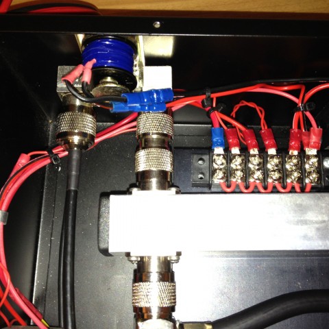 Low pass filter, coaxial relay, DC distribution